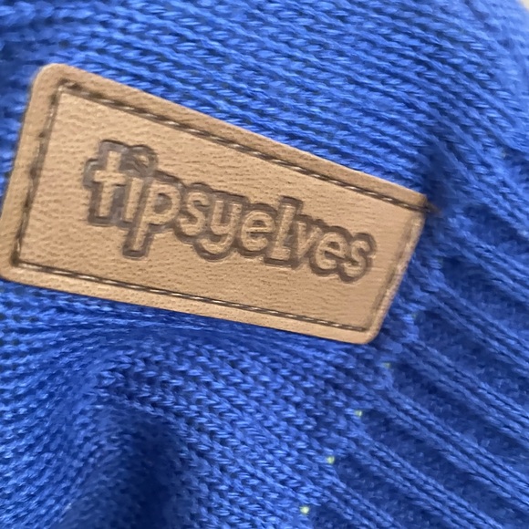 Tipsy Elves Blue Sweater with Green Dinosaur - Picture 2 of 12